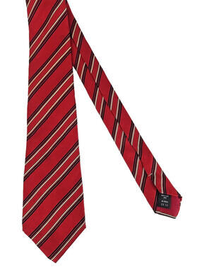 Valente 100% Silk Tie Red Navy Blue Stripe Necktie Classic Vibrant Preppy